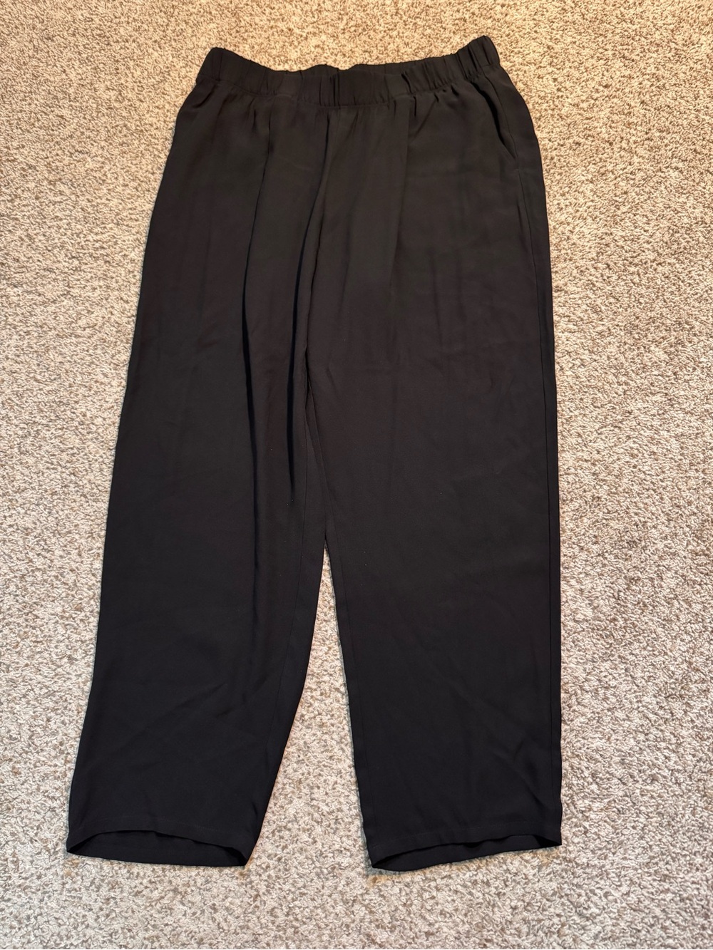 Eileen Fisher Silk Georgette Crepe Relaxed Trousers- L